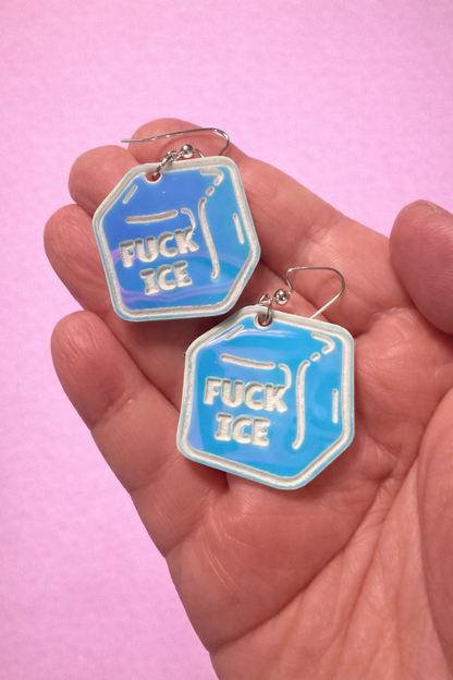 Fuck ICE Protest Earrings + Pin – Protest Acrylic Statement Earrings or Pin