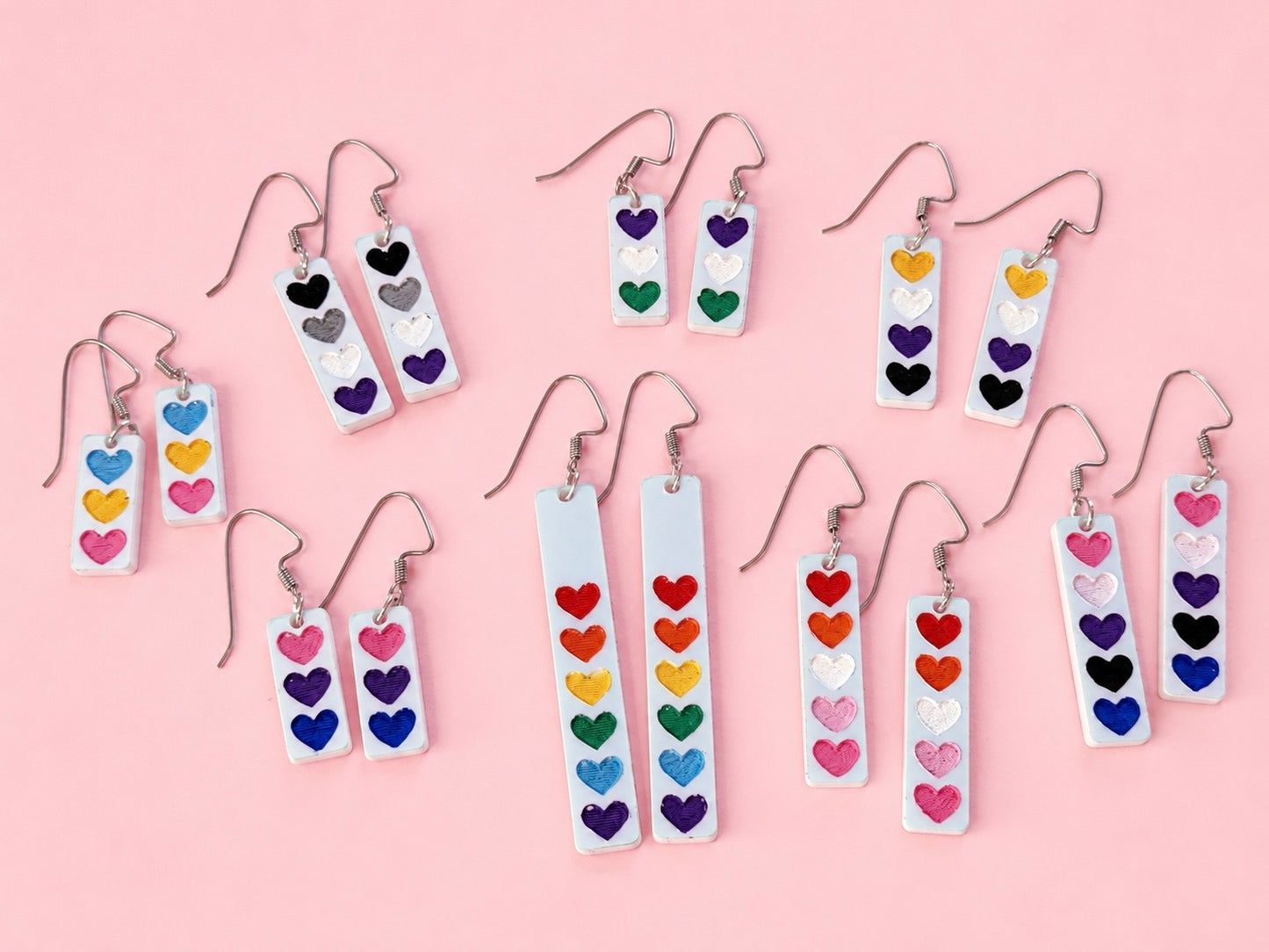 Rainbow Heart Bar Earrings