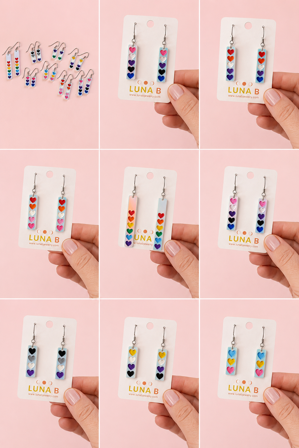 Rainbow Heart Bar Earrings