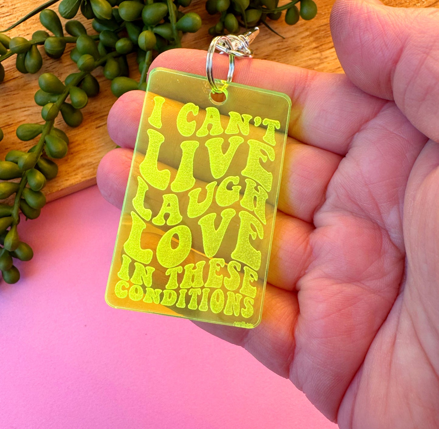 I Can't Live Laugh Love In These Conditions Keychain