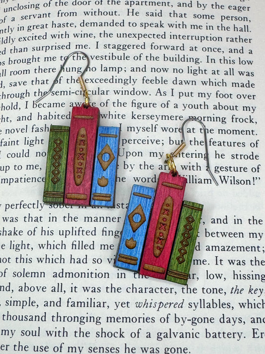 Book Stack Earrings or Necklace | Library Jewelry