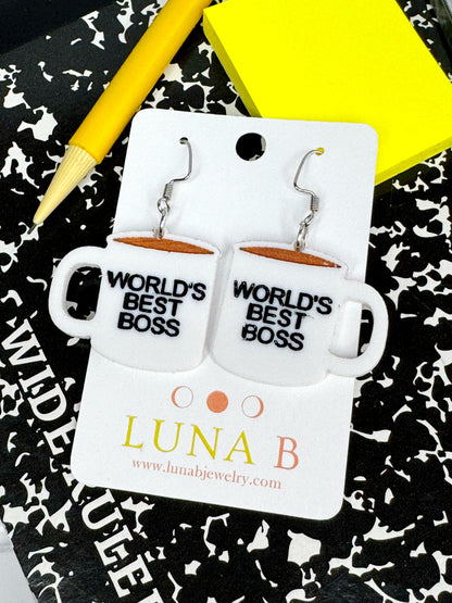 World's Best Boss Mug Earrings | The Office Earrings