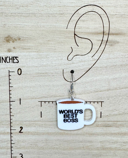 World's Best Boss Mug Earrings | The Office Earrings