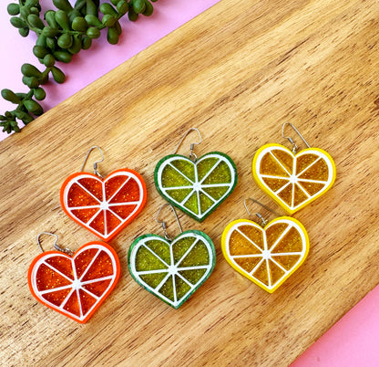 🍈 Lime Light Heart Earrings – Sweet Summer Collection