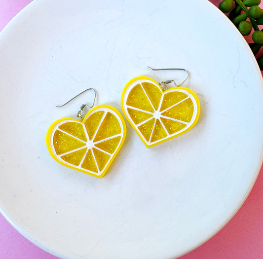Lemon Drop Heart Earrings – Sweet Summer Collection