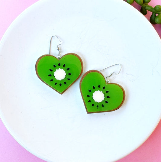 Kiwi Cutie Heart Earrings – Sweet Summer Collection