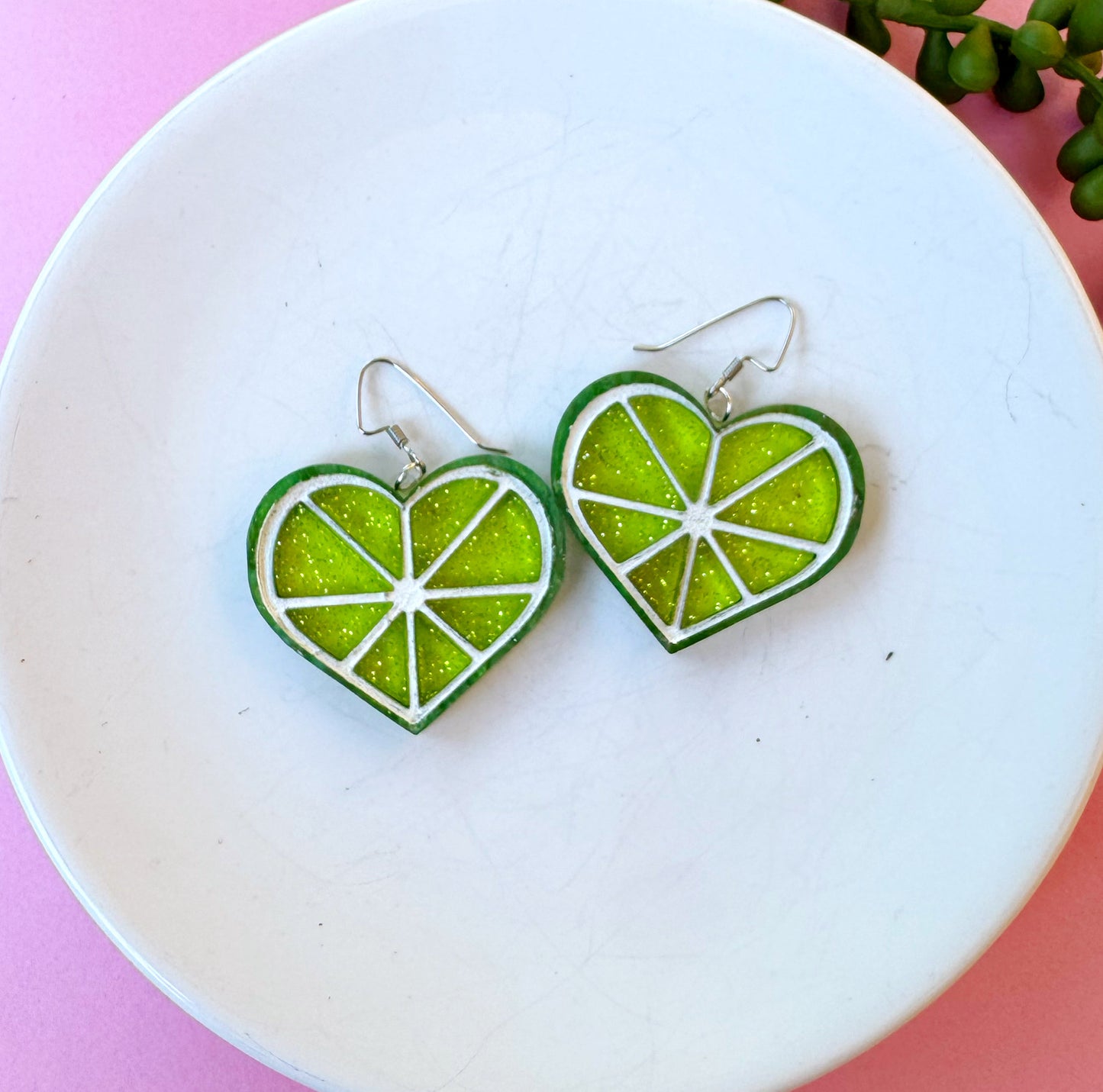 🍈 Lime Light Heart Earrings – Sweet Summer Collection