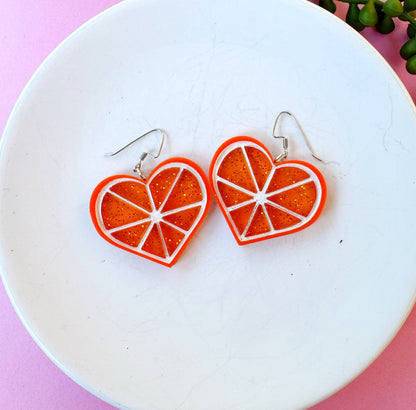 Orange You Glad Heart Earrings – Sweet Summer Collection