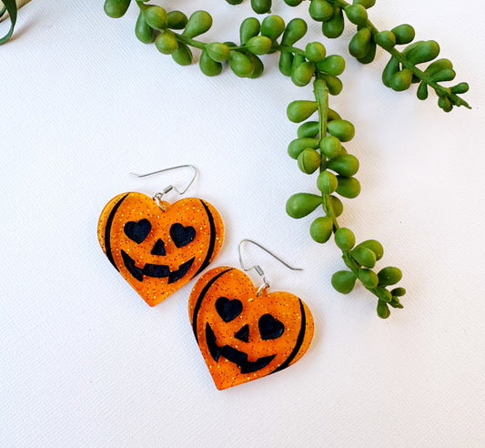 Pumpkin Spice Heart Earrings – Summerween Edition
