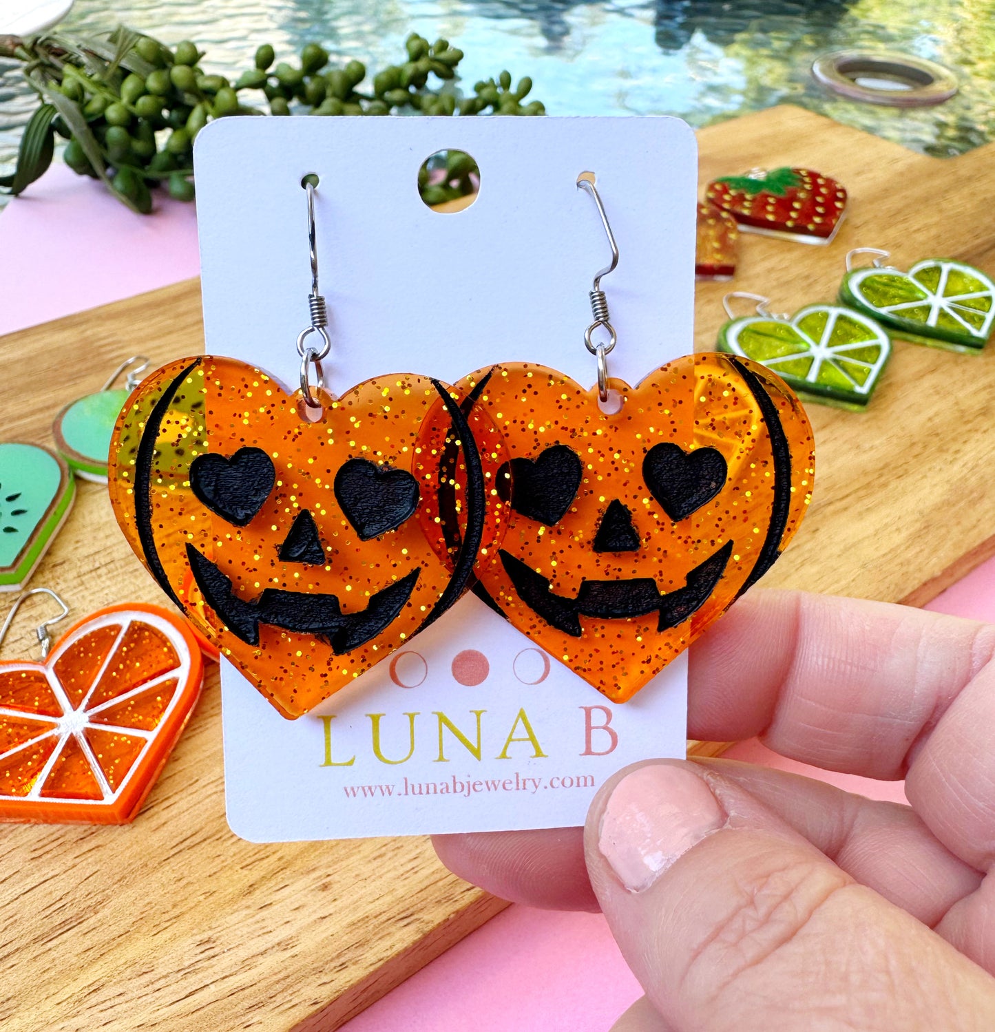 Pumpkin Spice Heart Earrings – Summerween Edition