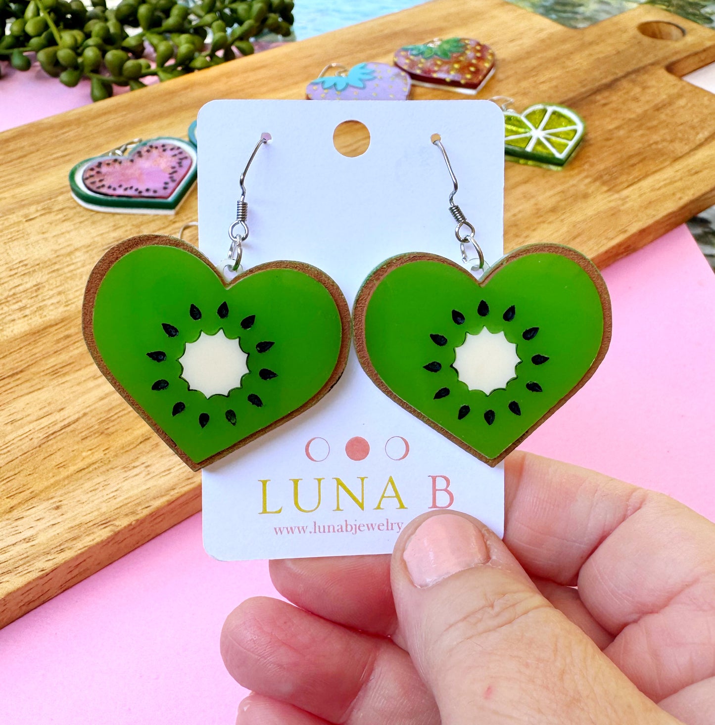 Kiwi Cutie Heart Earrings – Sweet Summer Collection