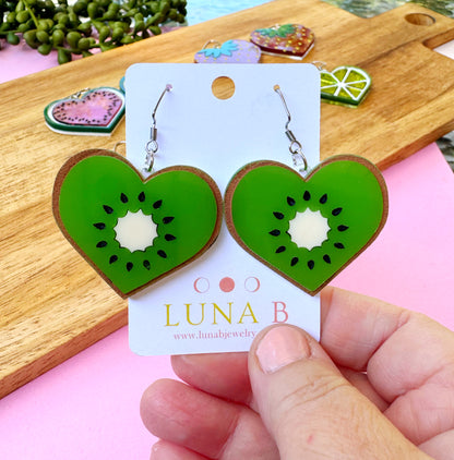 Kiwi Cutie Heart Earrings – Sweet Summer Collection