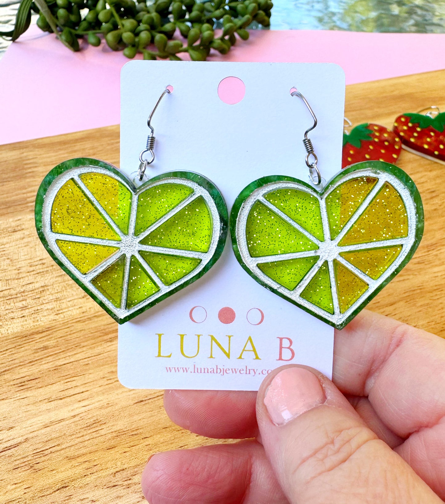 🍈 Lime Light Heart Earrings – Sweet Summer Collection