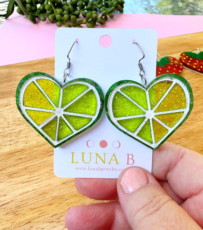 🍈 Lime Light Heart Earrings – Sweet Summer Collection