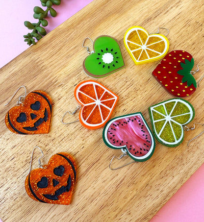 🍈 Lime Light Heart Earrings – Sweet Summer Collection