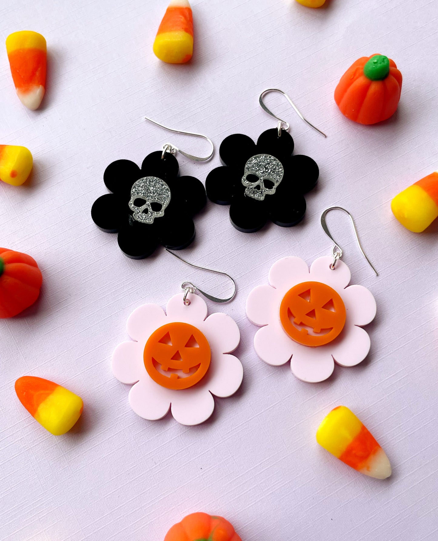 Halloween Blossom Earrings - Skulls or Pumpkins