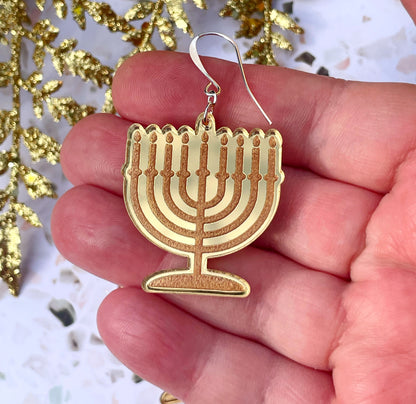 Menorah Hanukkah Earrings