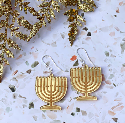 Menorah Hanukkah Earrings