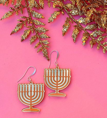 Menorah Hanukkah Earrings