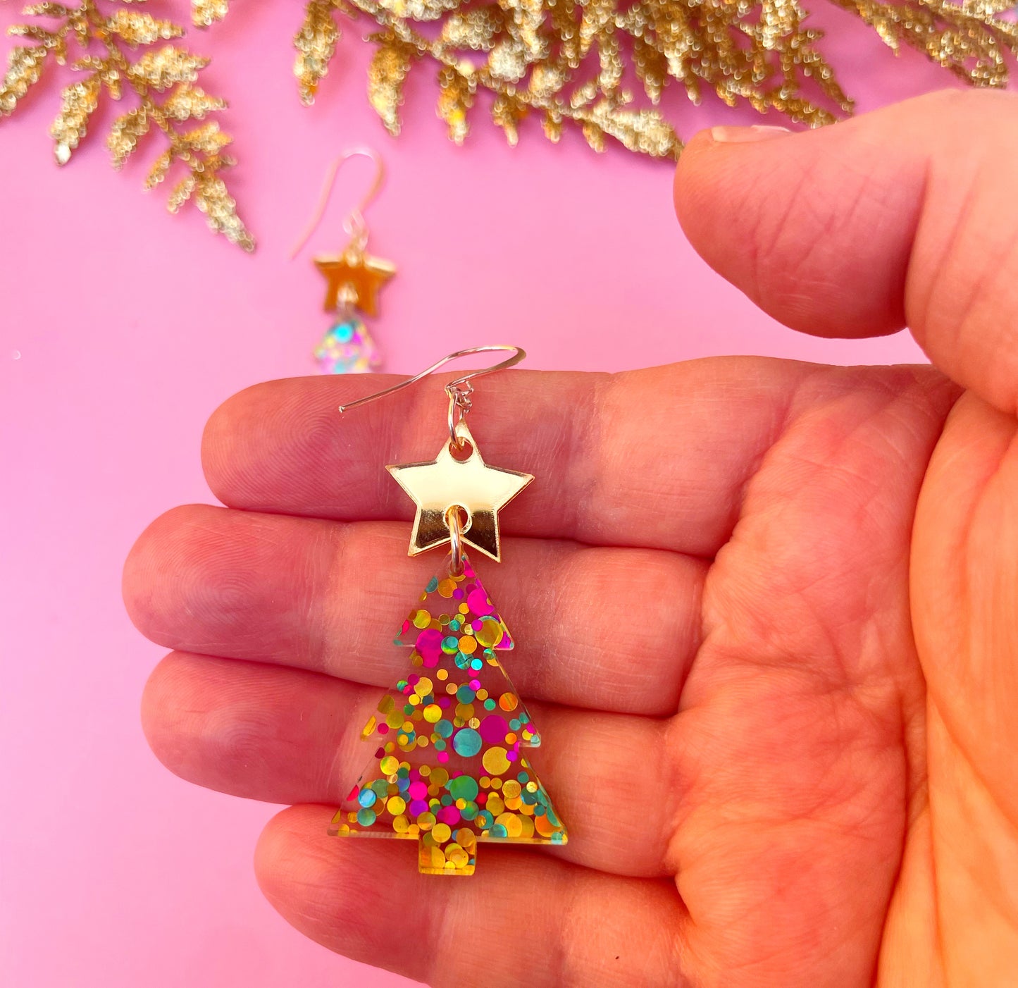 Happy Holiday Tree Earrings (in polka dot or green flecks)