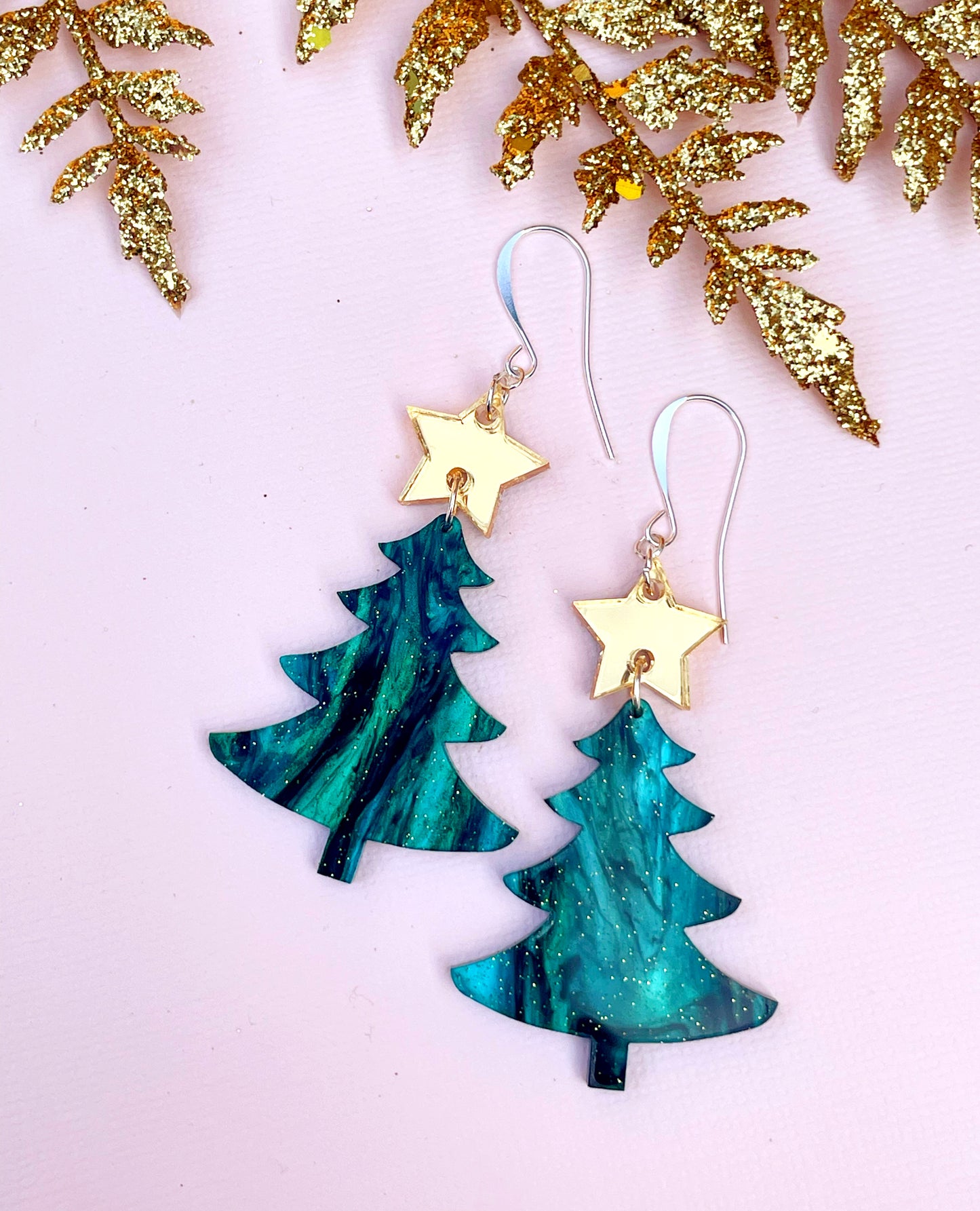 Retro Glam Christmas Tree Earrings