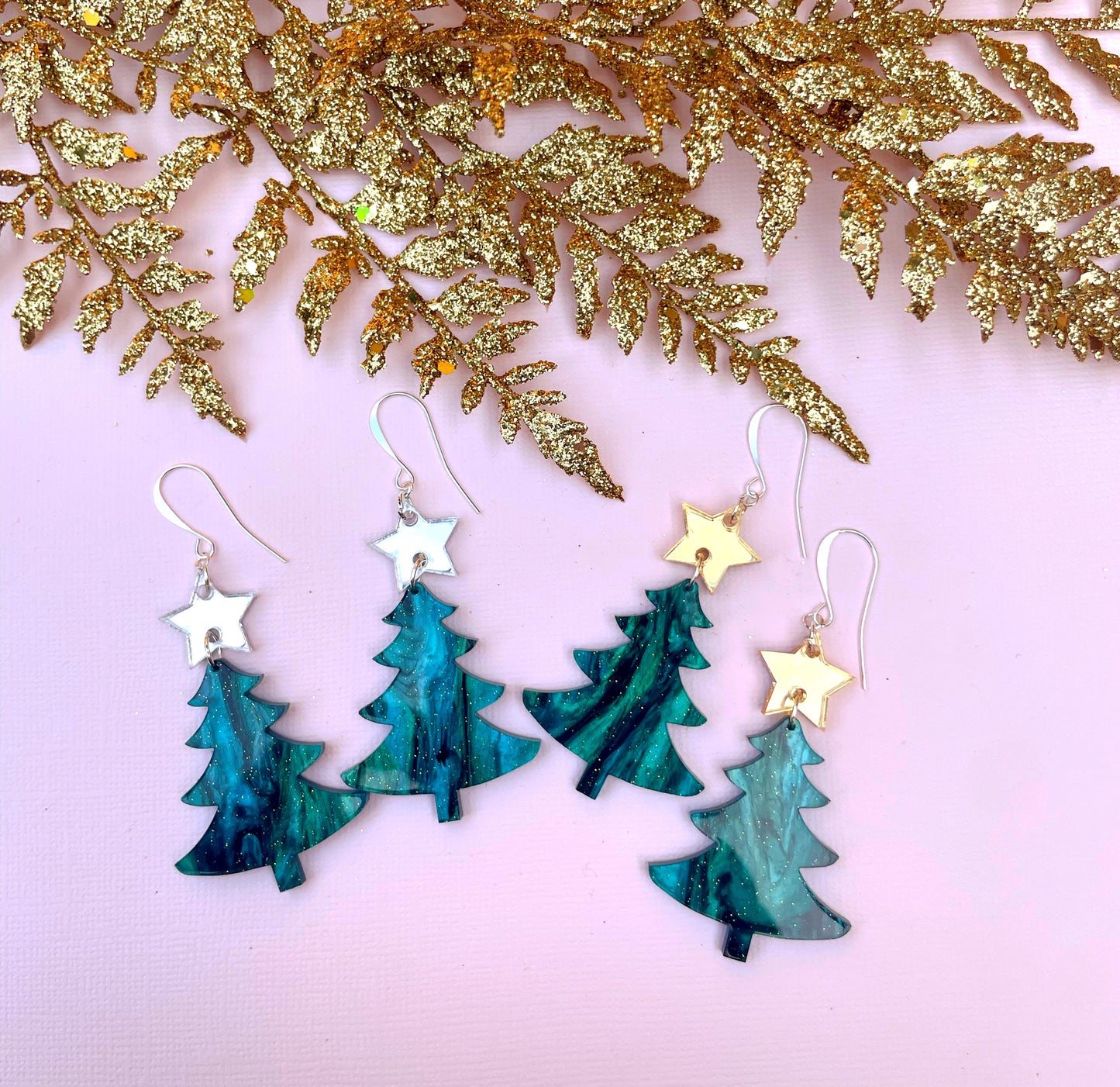 Retro Glam Christmas Tree Earrings