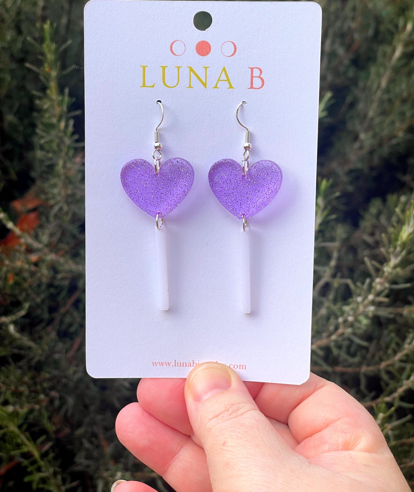 Heart Lollipop Earrings in Pink or Purple