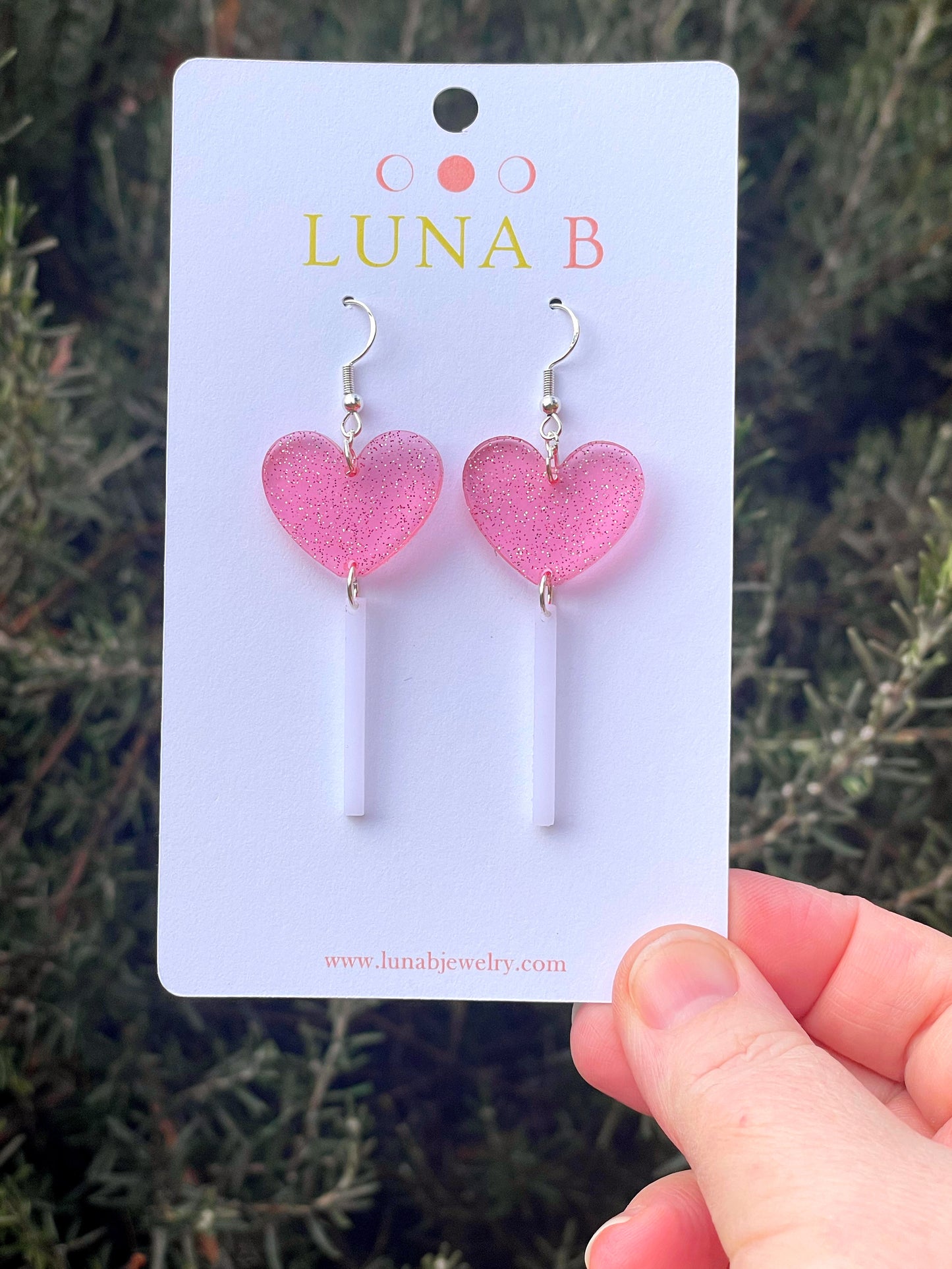 Heart Lollipop Earrings in Pink or Purple