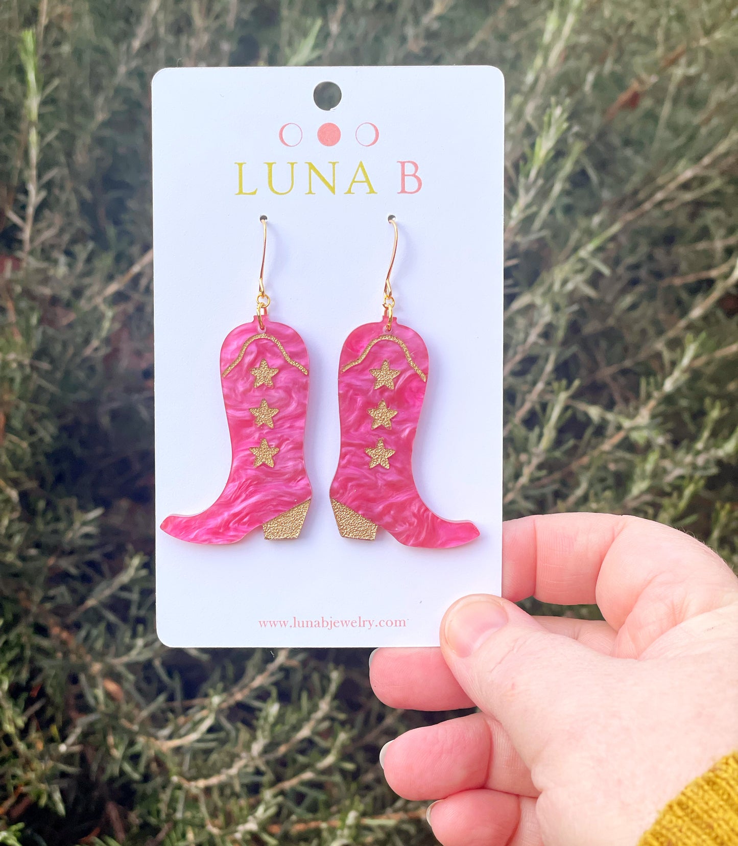 Pink Cowgirl Boots Earrings