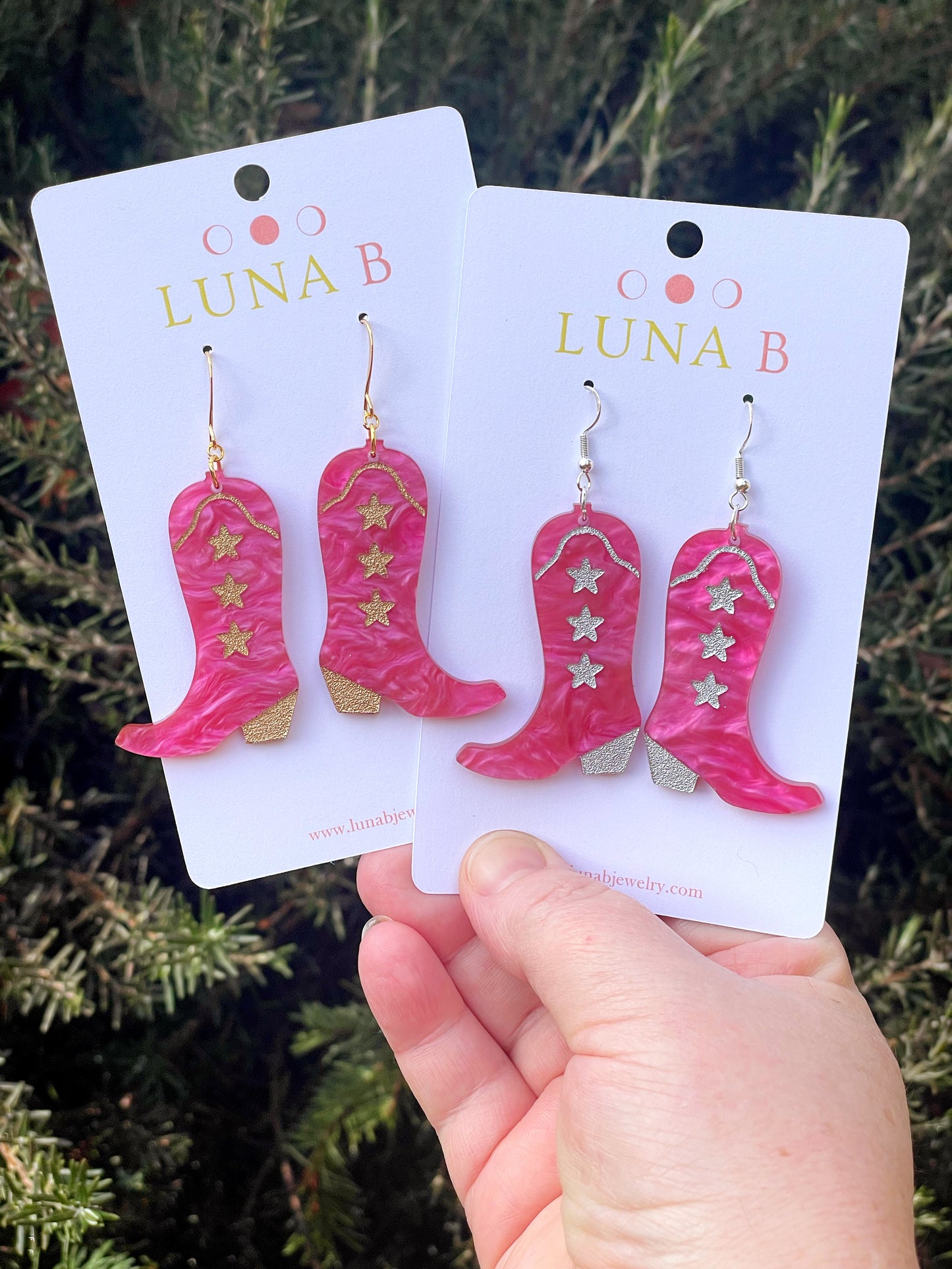 Pink Cowgirl Boots Earrings