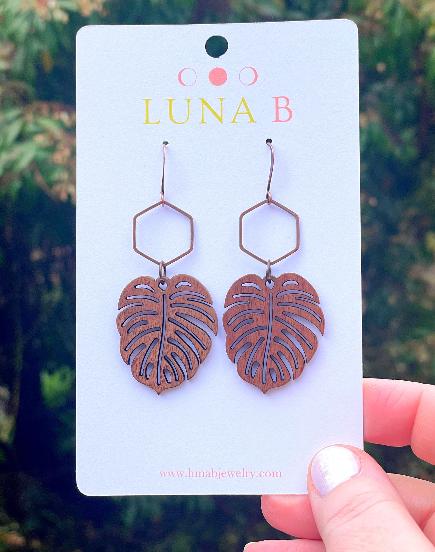 Monstera Leaves in Wood Earrings