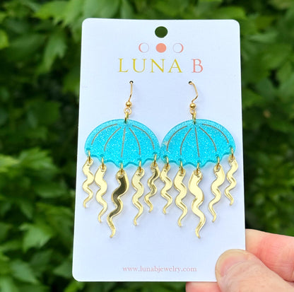 Floating Jellyfish Earrings - Blue or Pink