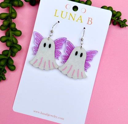 Ghost Fairy with Purple Wings Earrings