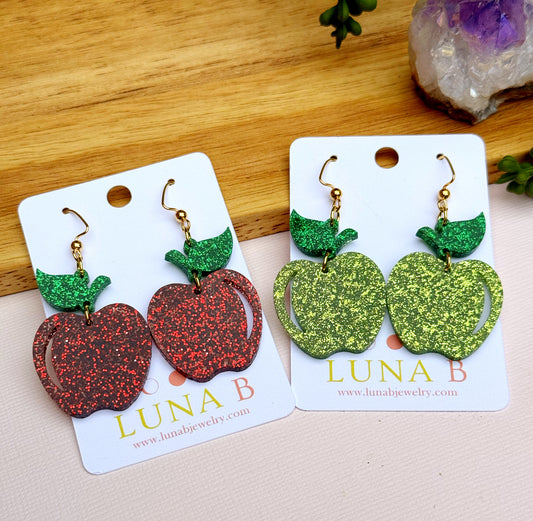 Apple Earrings in Red or Green