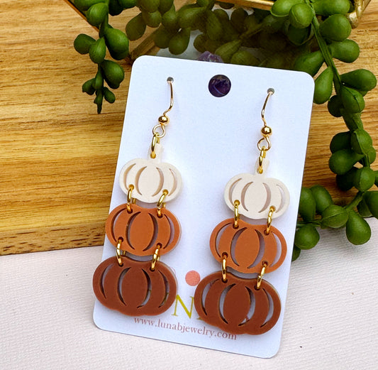 Stack of Neutral Pumpkins Earrings