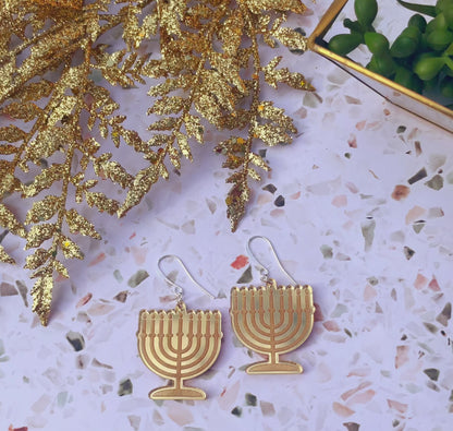 Menorah Hanukkah Earrings