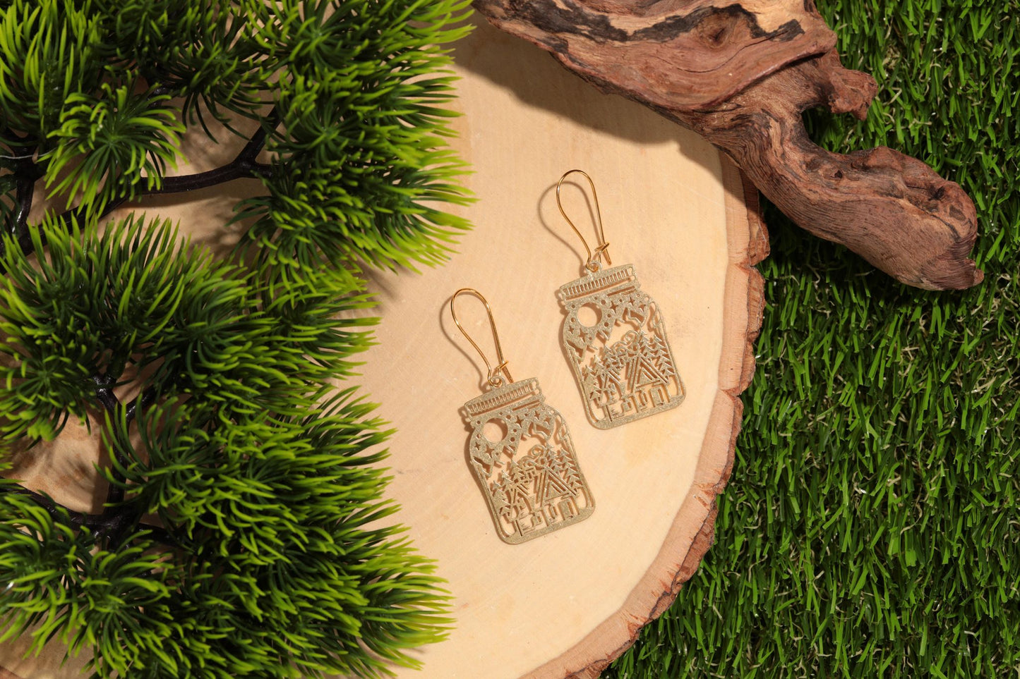 Mason Jar Forest Earrings