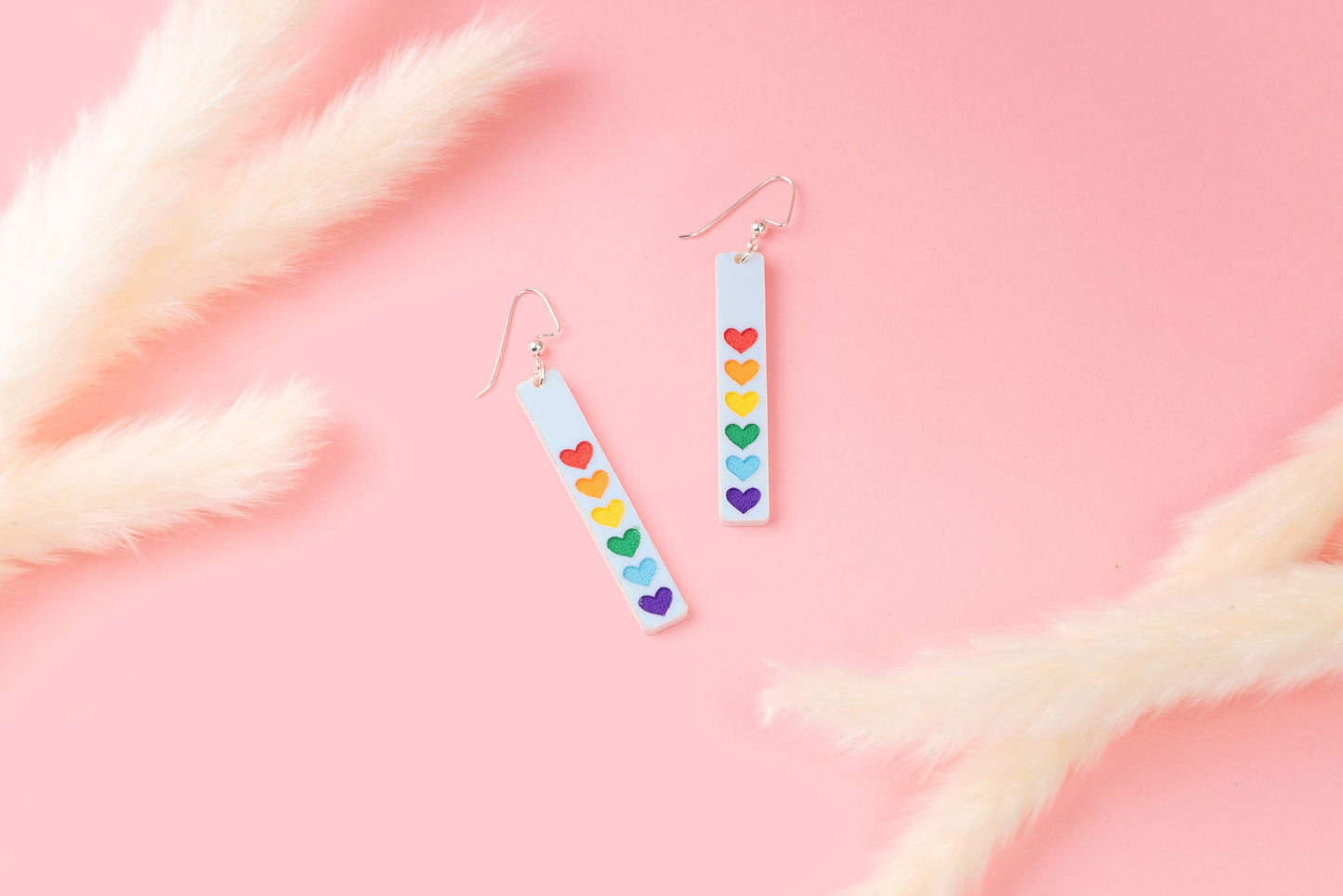 Rainbow Heart Bar Earrings