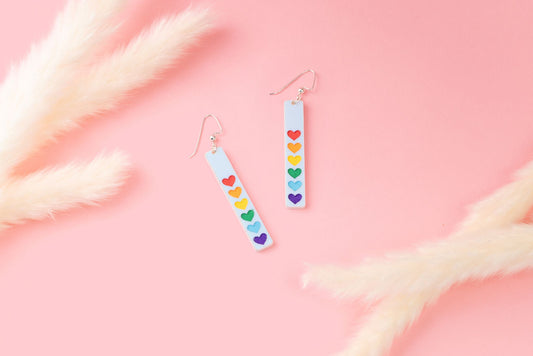 Rainbow Heart Bar Earrings