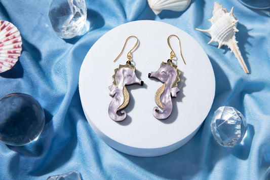 Lavender Seahorse Earrings