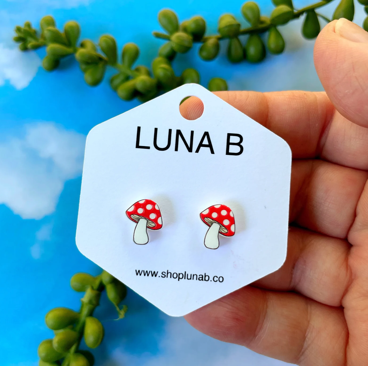 Petite Red Mushroom Stud Earrings